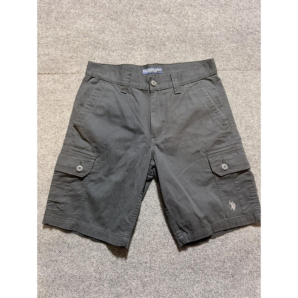 U.S. Polo Assn Shorts Mens 32 Gray Cargo Canvas Flat Front Summer Pockets Casual